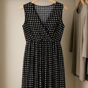 Merona Black & White Geometric Sleeveless Faux-Wrap Midi Dress XL